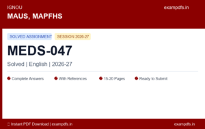 IGNOU MEDS-047 Solved Assignment 2026-27 English